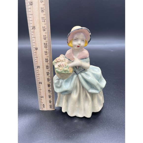 Vintage Ceramic Woman Figurine - Blue Dress Blonde Hair Hand painted Unsigned - Picture 6 of 6